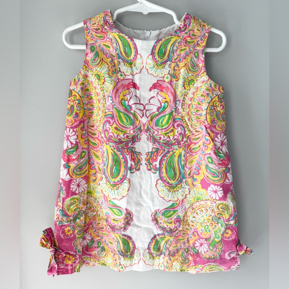 Lilly Pulitzer Pink, Yellow and Green Paisley Classic Shift Dress